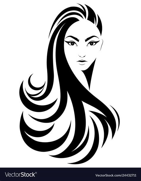 Women Long Hair Style Icon Logo On White Vector Image