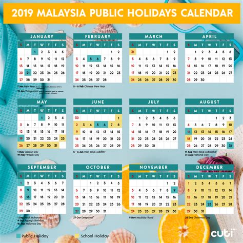 Kalender 2019 tahun ini punya banyak warna warni loh! Kalendar 2019 Malaysia serta cuti umum | Arnamee blogspot