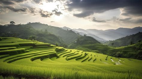 Photo Terraces Rice Fields On Mountain In Thailand Generat Ai 23036860