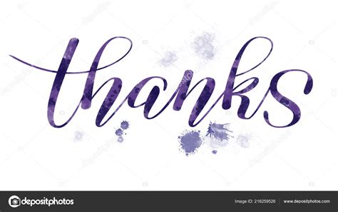 Word Thanks Ink Lettering Isolated White Background Hand Drawn ...
