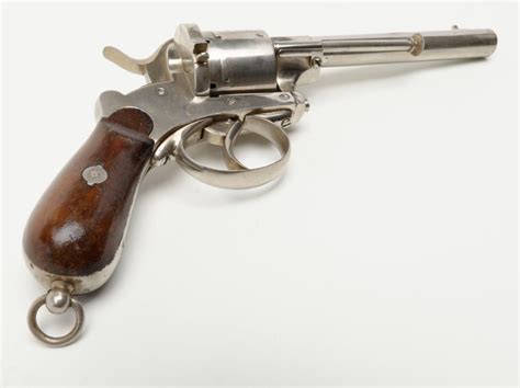 European Double Action Large Frame Nickel Plated Pinfire Revolver Circa