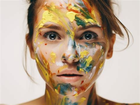 Premium Ai Image A Woman With Paint On Her Face Is Painted With