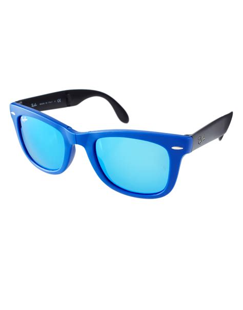 Ray Ban Folding Wayfarer Sunglasses In Blue For Men Lyst