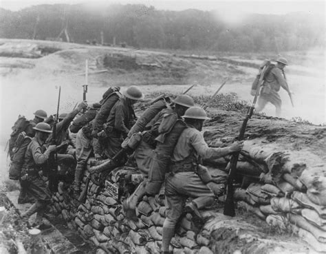English Soldiers Go Over The Top During Trench Warfare In World War 1