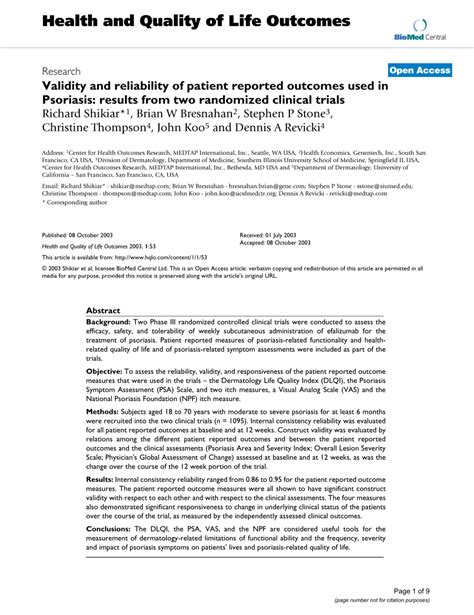 Pdf Validity And Reliability Of Patient Reported Outcomes Used In