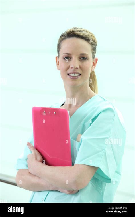 Nurse Holding Clip Board Stock Photo Alamy
