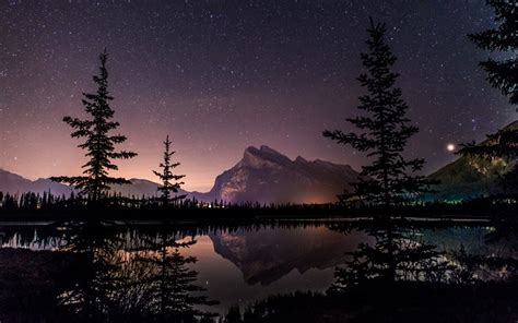 Download Vermillion Lake 4k Night Stars Banff National Park