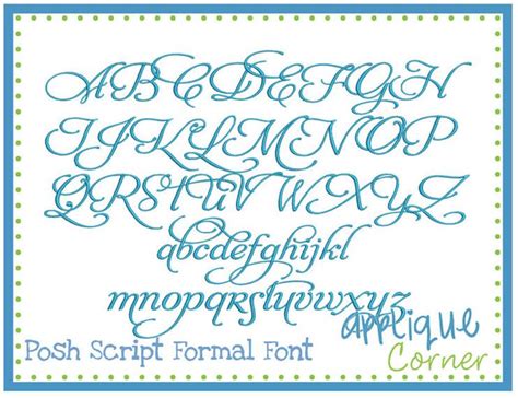 Posh Script Embroidery Monogram Fonts Embroidery Fonts Embroidery