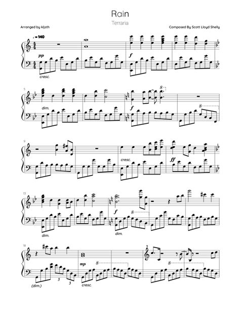 Terraria Rain Sheet Music For Piano Download Free In Pdf Or Midi