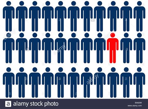 Unique Person Symbol Among Group Of People Symbols Stock Photo