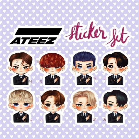 Ateez Wonderland Chibi Kpop Sticker SET Etsy In 2021 Kpop Sticker