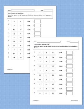 finding lcm worksheets  common multiple worksheet collection