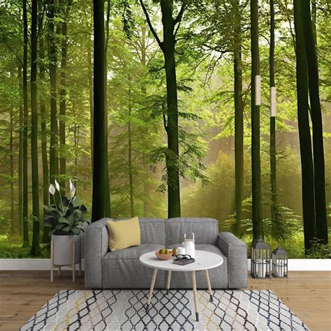 Custom Wallpaper Mural Forest Green Trees Nature Landscape Bvm Home