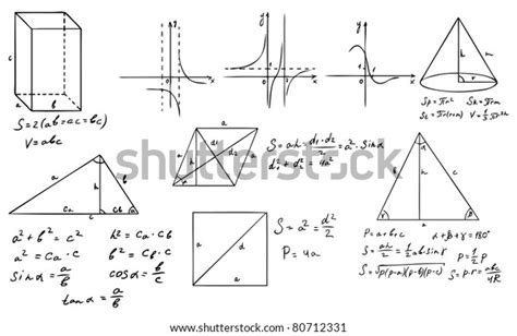Mathematics Geometry Doodle Vector Set Stock Vector Royalty Free 80712331