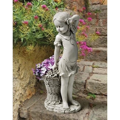 Little Girl Garden Statue Playing Reading And Dancing