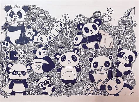 Panda Doodle Art Drawing