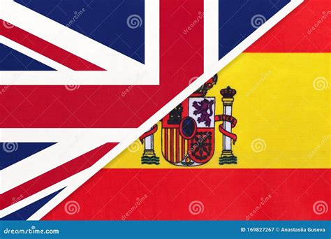 United Kingdom Vs Spain National Flag From Textile Relationship