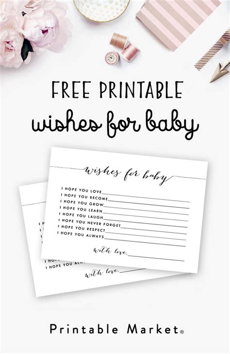 Looking for a fun baby shower game? Free Baby Shower Printable - Black and White Wishes for Baby - Printable Market