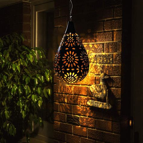 1pack Hanging Solar Lantern Garden Outdoor Boho Decorative Metal Decor