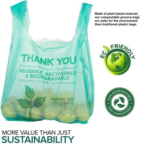 100 Plant Based Natural Biodegradable Shopping Bags Compostable Non