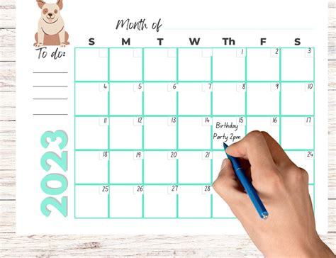 2023 Printable Calendar With Dogs Dog Calendar Printable Etsy