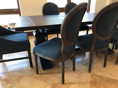 You can find these chairs in beautiful shades of burnished if you looking to incorporate a midcentury modern look in your kitchen, metal chairs are a natural choice. Restoration Hardware Dining Table 42W X 84L With (2 ...