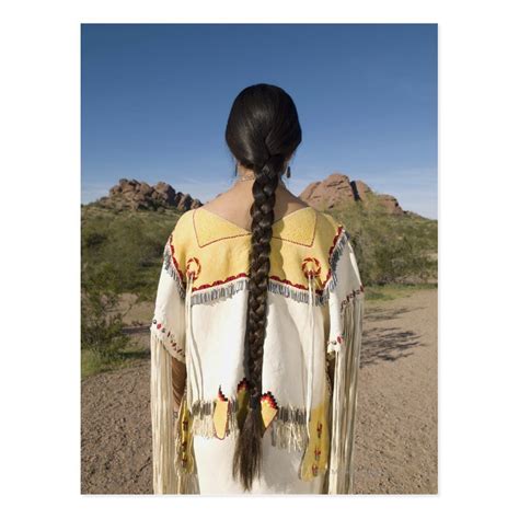 Native American Woman In Traditional Clothing 2 Postcard Zazzle Native American Braids