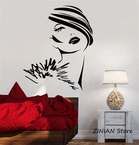 Fashion Girl Woman Vinyl Wall Decals Girls Bedroom Young Lady Face Wall