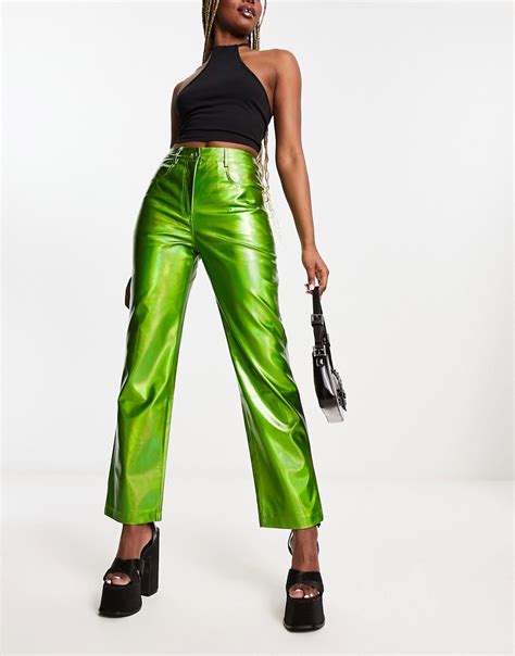 Amy Lynn Lupe Pants In Iridescent Green Modesens