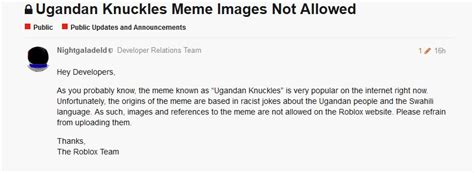 Roblox Banned Ugandan Knuckles