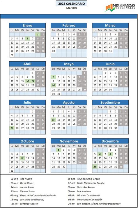 Calendario Laboral Madrid 2022 Descárgalo Gratis