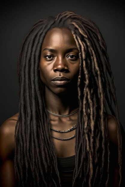 Premium Photo Illustration Of A Portrait Of An African Woman With Dreadlocks Looking At The