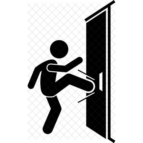 man kicking door icon download in glyph style