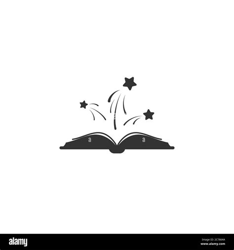 Open Book With Thick Book Cover And Black Soft Stars Flying Out Isolated On White Background