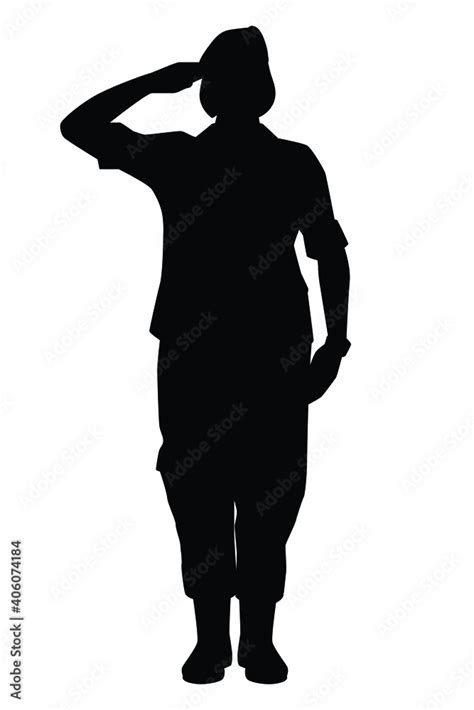 Female Soldier Silhouette Vector On White Background Person In The