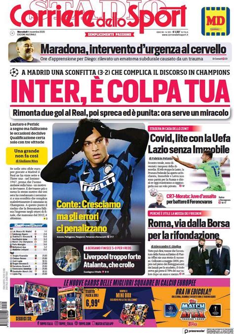Corriere Dello Sport Prima Pagina 4 Novembre 2020