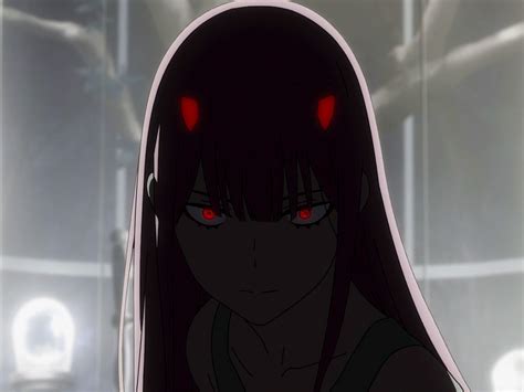 Desktop Wallpaper Dark Red Eyes Zero Two Anime Girl Hd
