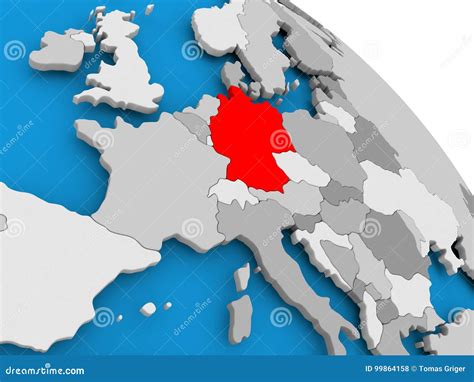 Germany In Red On Map Stock Illustration Illustration Of Political