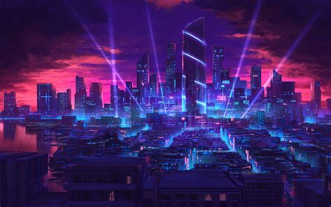 1440x900 Cityscape Night Skyscrapers Art Wallpaper Cyberpunk