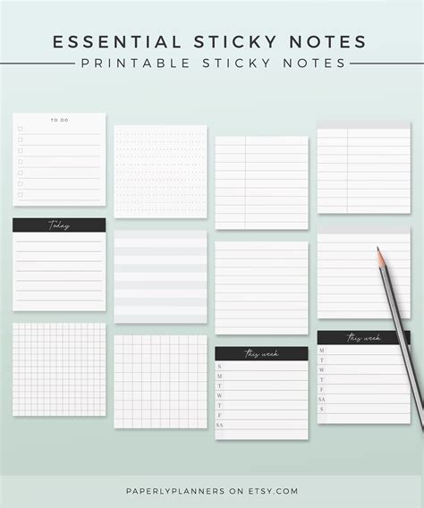 Printable Sticky Notes Template Planner Binder Study Planner Planner