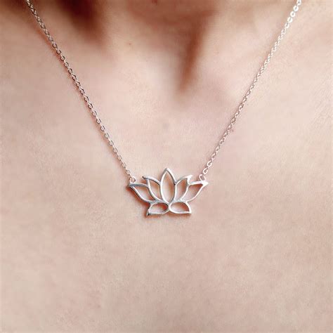 925 Sterling Silver Lotus Flower Necklace Spiritual Jewellery Etsy