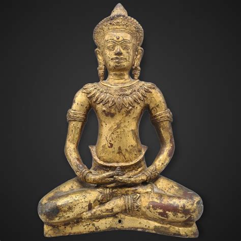 Large Khmer Statue Of Buddha Gilded Bronze Cambodia Catawiki