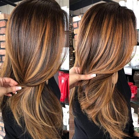 Balayage Miel Sur Cheveux Châtain Foncé Idées Pour Sinspirer