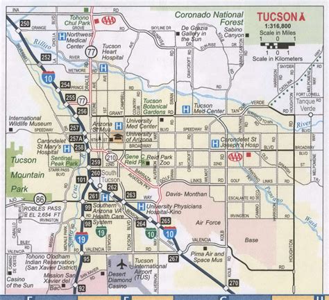 Tucson Az Road Map Free Map Highway Tucson City Surrounding Area