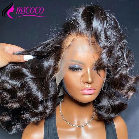 Mscoco Loose Wave Short Wig Glueless Lace Front Wig Remy Density Brazilian Human Hair