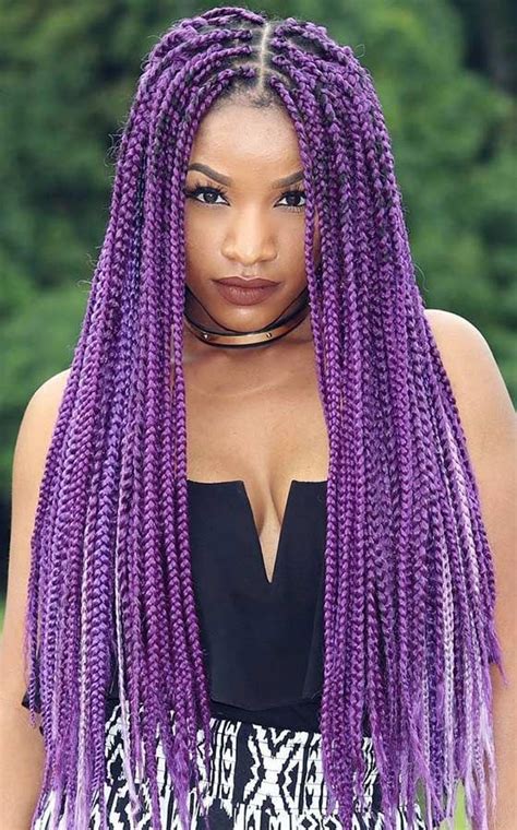 42 Awe Inspiring Ways To Style Your Crochet Braids Purple Box Braids