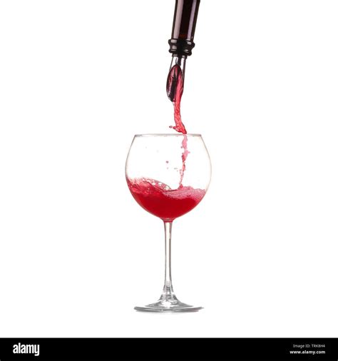 Red Wine Pouring Into Wine Glass Isolated Stock Photo Alamy