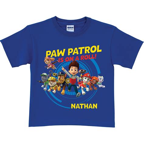 Personalized Paw Patrol On A Roll Royal Blue Boys T Shirt