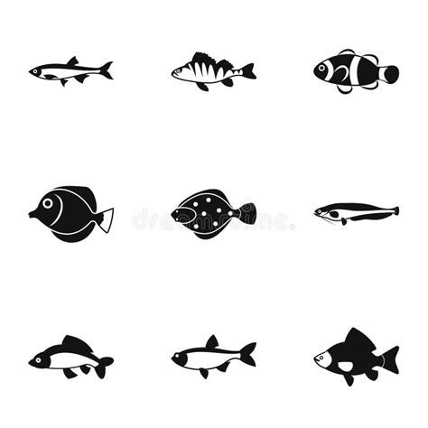 Species Of Fish Icons Set Simple Style Stock Vector Illustration Of