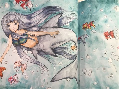 Pop Manga Mermaids And Other Sea Creatures Using Watercolor Markers